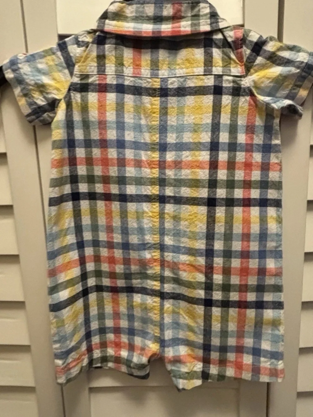 Carter’s Romper Boys 18M Plaid Button Down Collared Short Sleeve Snap One Piece